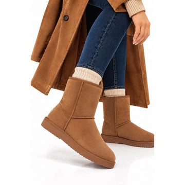 Dream Pairs Womens Size 11 Chestnut Brown Suede Mid-Calf Winter Snow Boots NEW