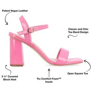 Journee Collection Tivona Block Heel Sandals Pink Patent New With Tags‎